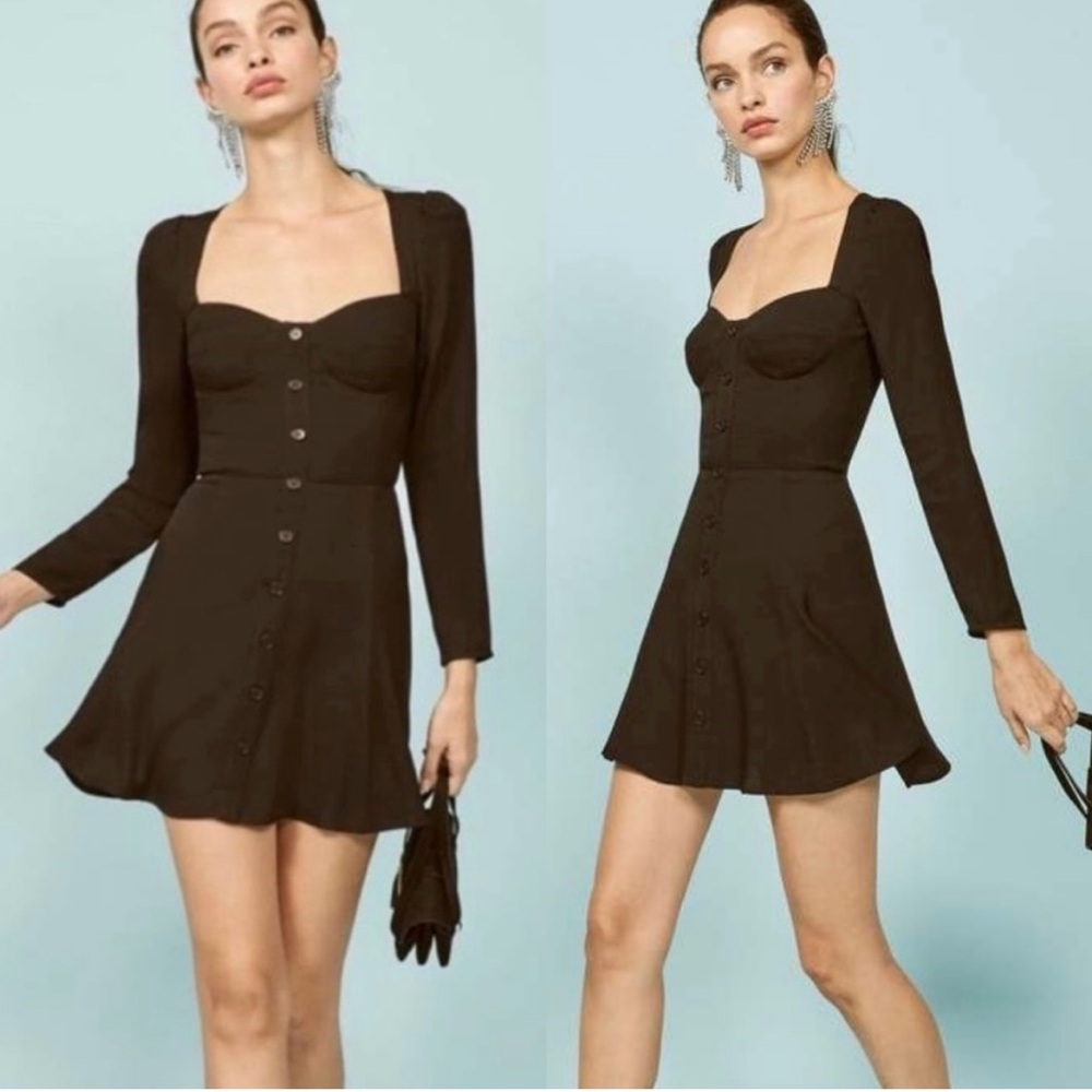 Reformation Black Long Sleeve Dress